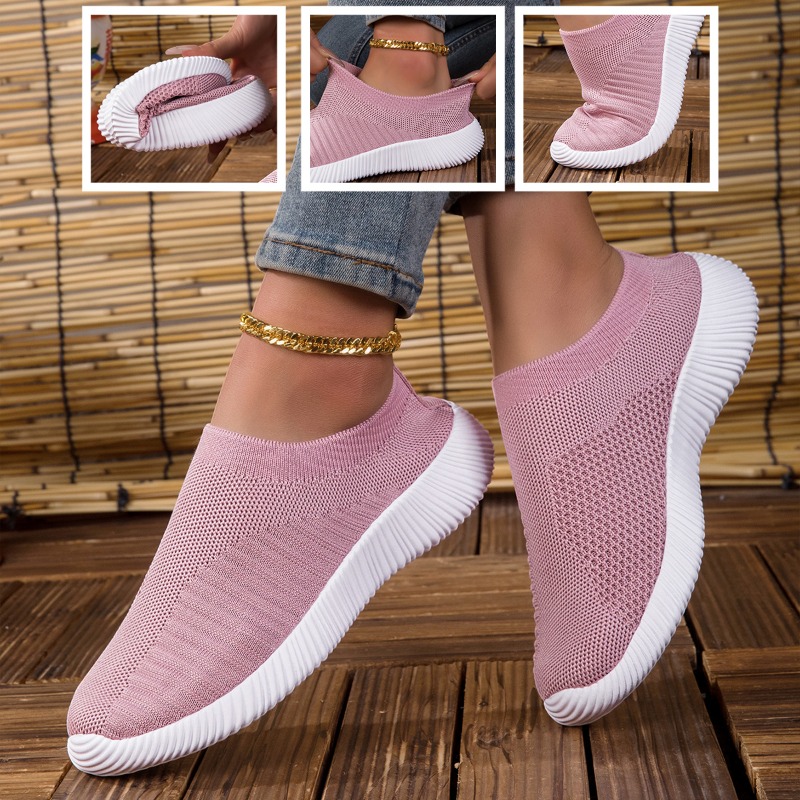 Running Gear Women - Damen-Sneaker Atmungsaktives Strickmesh Bequeme Flache Schnürschuhe